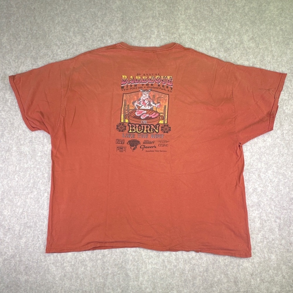 VFW Overland‎ Park, Kansas Men's Veterans BBQ T-Shirt Burnt Orange 3XL